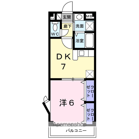 ポポラーレK(1DK/2階)の間取り写真