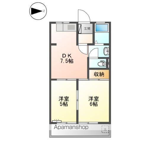 メゾネット翔(2DK/2階)の間取り写真