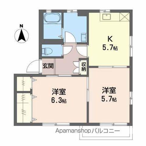 カトルセブンB(2K/1階)の間取り写真