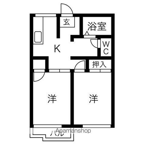 メゾン・ド・吉成(2K/1階)の間取り写真