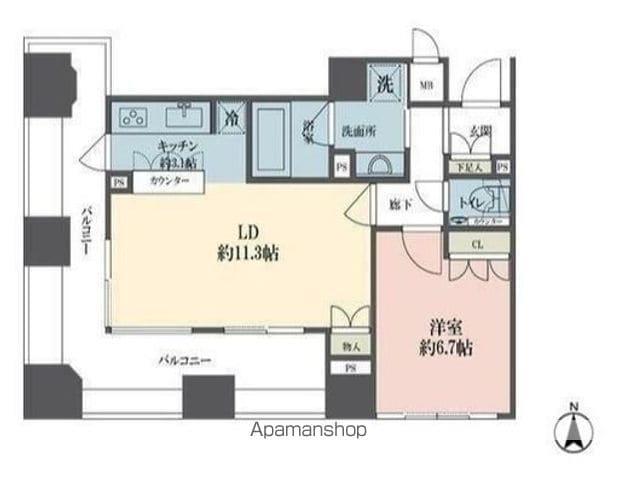 ルネ新宿御苑タワー(1LDK/16階)の間取り写真