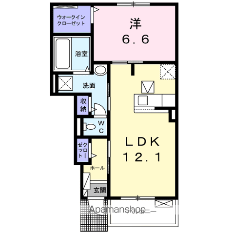 サンライト桜Ⅲ(1LDK/1階)の間取り写真