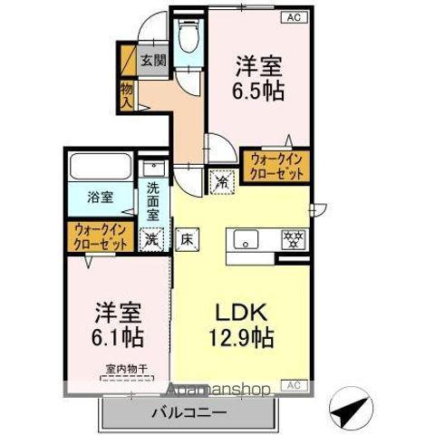 バニュルス VI(2LDK/1階)の間取り写真