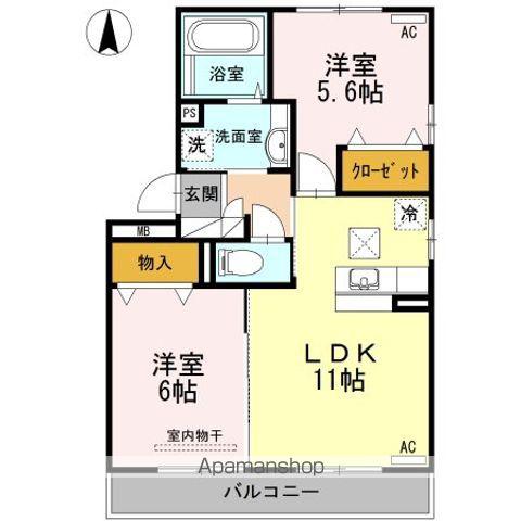 ウエスト ヴィレッジⅠ(2LDK/1階)の間取り写真