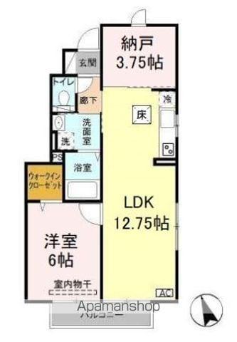 ローズコート・H C棟(1LDK/1階)の間取り写真