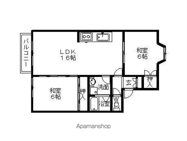 サンハウス南風(2LDK/1階)の間取り写真