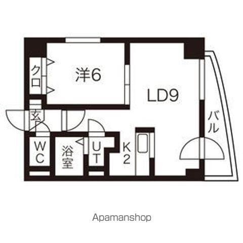 札幌市東豊線 月寒中央駅 徒歩6分 8階建 築23年(1LDK/6階)の間取り写真