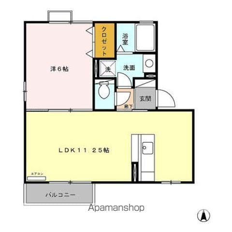 クレールB棟(1LDK/2階)の間取り写真