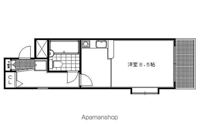 DETOM-1京大前II(1K/5階)の間取り写真