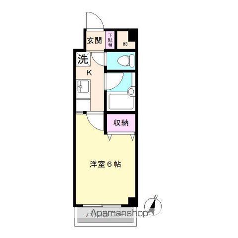 パークサイド見次第1レッツビル(1K/2階)の間取り写真