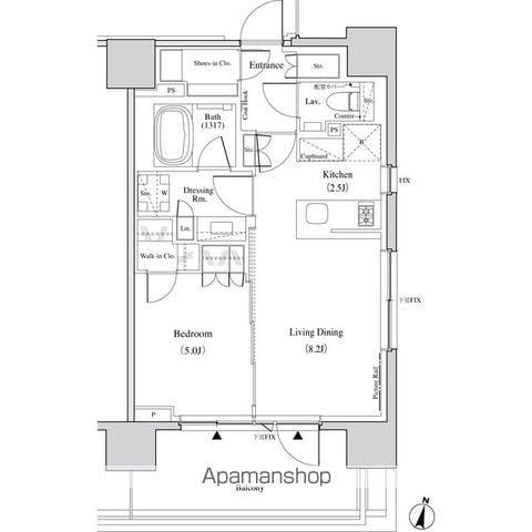 ザ・パークハビオ代々木(1LDK/3階)の間取り写真