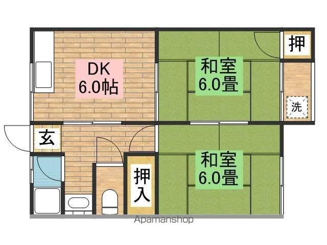 木本文化(2DK/2階)の間取り写真