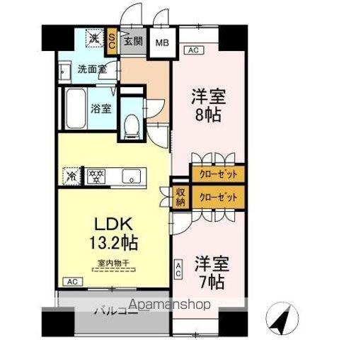D-ROOM千葉中央(2LDK/13階)の間取り写真