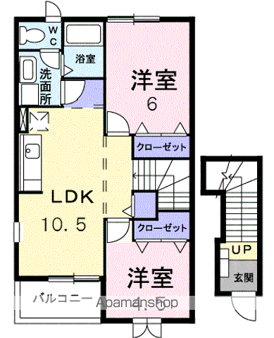 プロムナードB(2LDK/2階)の間取り写真