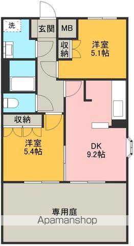 ボヌール(2DK/2階)の間取り写真