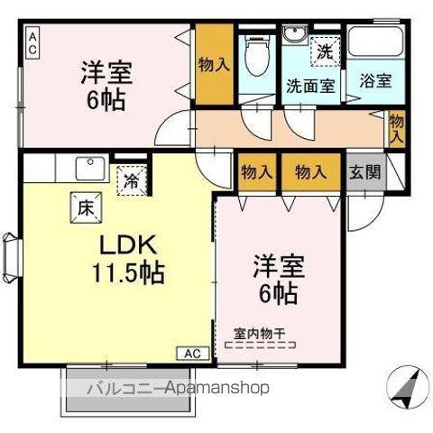 オーチャードテラス(2LDK/1階)の間取り写真