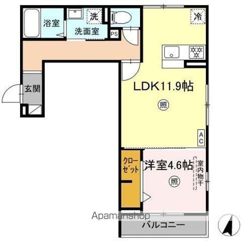 PREMILIFE碩田町(1LDK/2階)の間取り写真