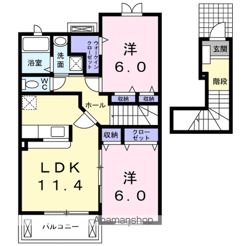 グランヴェル(2LDK/2階)の間取り写真