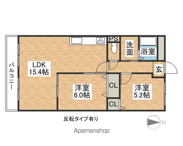 グリーンランド弐番館(2LDK/3階)の間取り写真