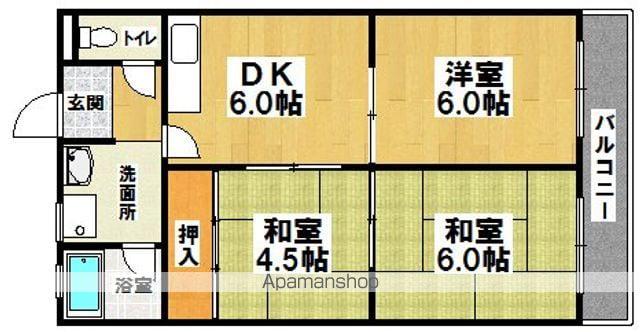 シャトー原山台(3DK/4階)の間取り写真