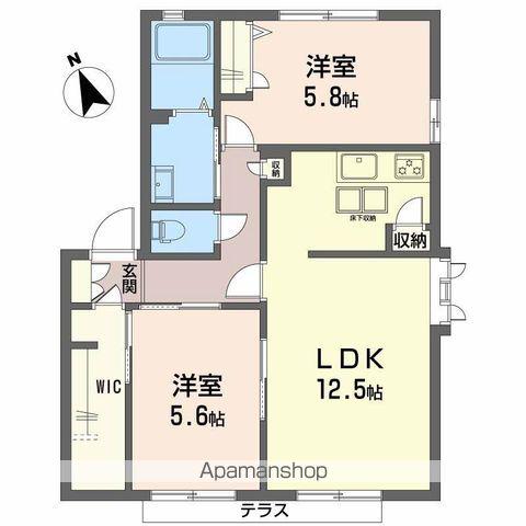 ビューハイツ小森野D棟(2LDK/1階)の間取り写真