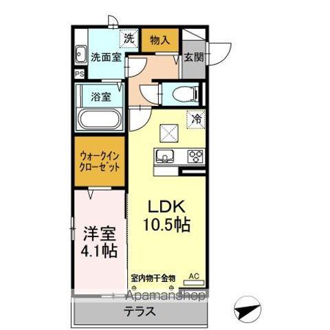 LILY GOLD(1LDK/1階)の間取り写真