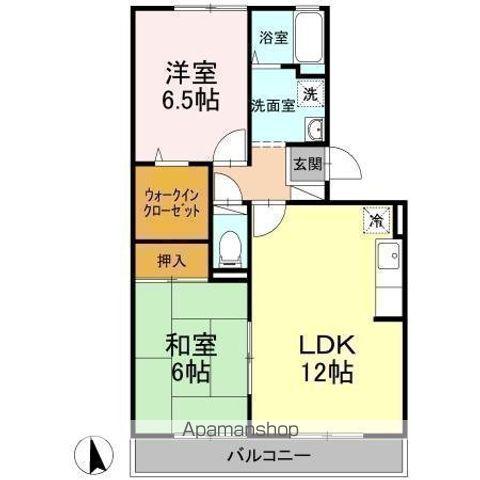 グランドキャッスルGOMI B棟(2LDK/2階)の間取り写真