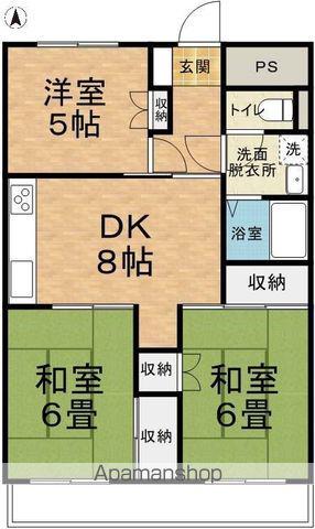 コーポイワマアメニ-(3DK/4階)の間取り写真