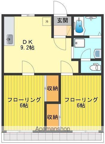 クリードホワイトエンジェル(2DK/2階)の間取り写真