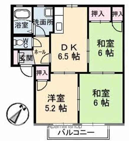 ディアス南幸 B棟(3DK/2階)の間取り写真