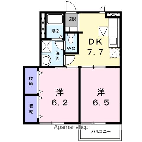 ハイツ友舞Ⅴ(2DK/1階)の間取り写真