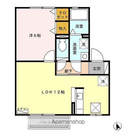 銀杏 弐番館(1LDK/1階)の間取り写真