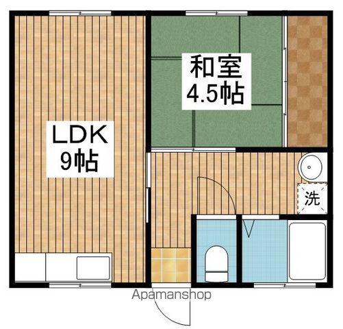 ミヤマハウス(1LDK/2階)の間取り写真