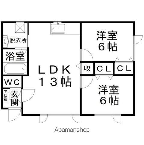 ファミール南仲町C号棟(2LDK/1階)の間取り写真