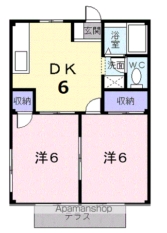 ルミネハイツ(2DK/1階)の間取り写真