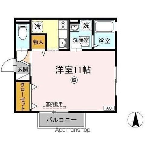 フェイバリット フラット C棟(ワンルーム/1階)の間取り写真