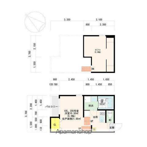 メゾン・シャドール北山(1K/1階)の間取り写真
