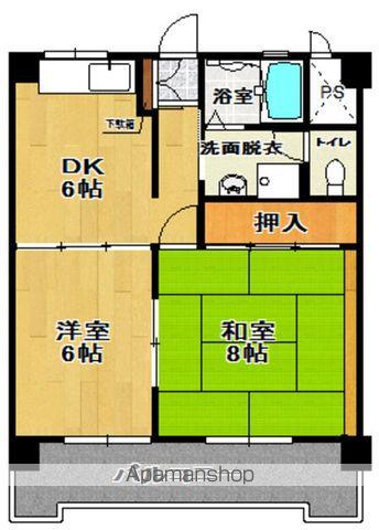カーサ名郷田(2DK/2階)の間取り写真