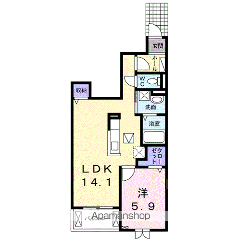 ルミエール マンション Ⅱ(1LDK/1階)の間取り写真