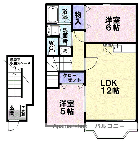 シュトラーセ七浦(2LDK/2階)の間取り写真