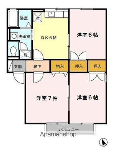 セジュールコート(3DK/2階)の間取り写真
