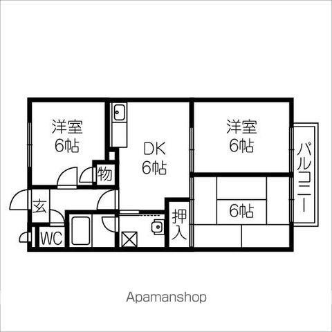 リカレント守山(3DK/1階)の間取り写真