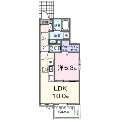 メゾン ハナビシ A(1LDK/1階)の間取り写真