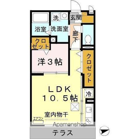 ファミール御池(1LDK/1階)の間取り写真