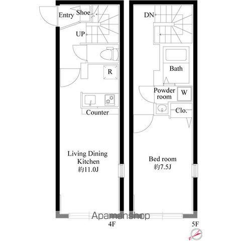 プロスパー飯田橋(1LDK/4階)の間取り写真