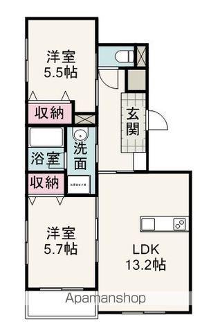 グランジュテ(2LDK/2階)の間取り写真