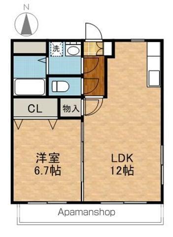 信越本線 長野駅(JR・しなの) バス乗車時間:22分 東和田バス停で下車 徒歩5分 3階建 築19年(1LDK/2階)の間取り写真