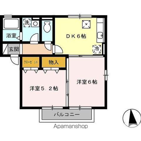 セジュール楽楽C棟(2DK/1階)の間取り写真