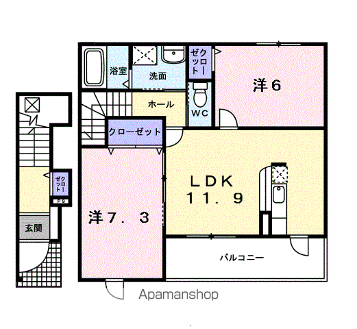 エアリー孝(2LDK/2階)の間取り写真