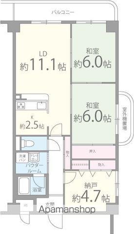 グランドゥール緑ヶ丘(3LDK/5階)の間取り写真